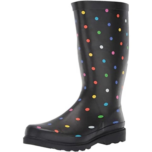 Sugar Women's Raffle Printed Rain Boot, Black Fiesta dot, 8 M US - Picture 4 of 5